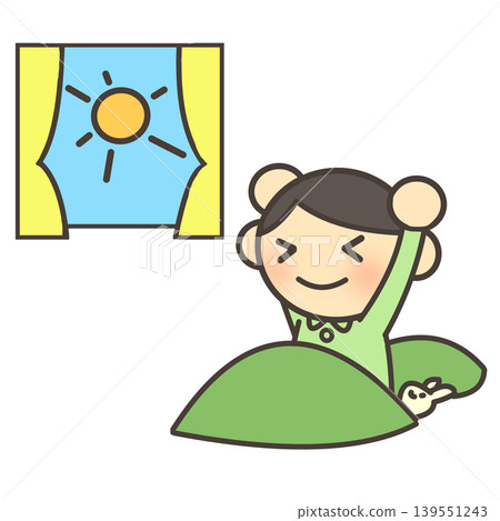 一個孩子早上起床 139551243