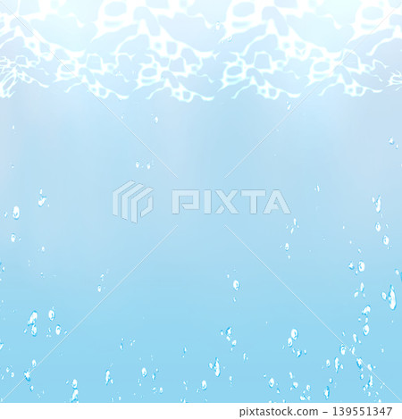 Cool background material featuring water surface and bubbles; blue water texture; copy space for summer banner. 139551347