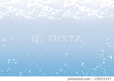清涼的背景素材，以水面和氣泡為特色；藍色水紋理；留有夏季橫幅的文字空間。 139551357