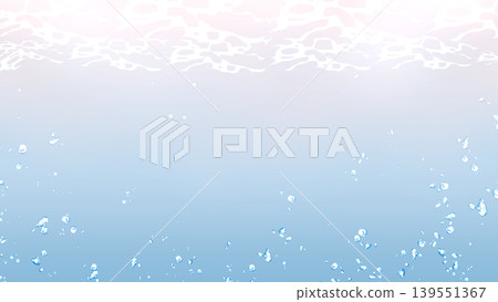 清涼的背景素材，以水面和氣泡為特色；藍色水紋理；留有夏季橫幅的文字空間。 139551367