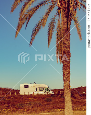 Camper on beach, camping on sea coast Camper on beach, camping on sea coast 139551496