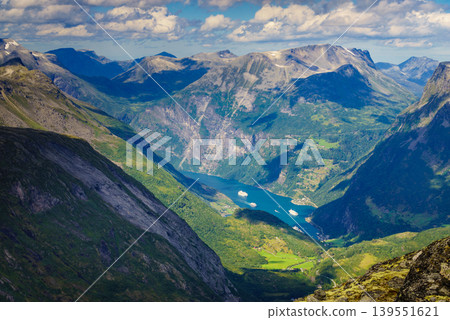 Fjord Geiranger from Dalsnibba viewpoint, Norway 139551621