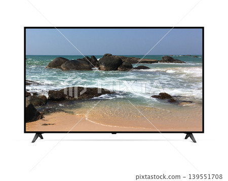 Smart tv with ocean bay beach on screen Smart tv with ocean bay beach on screen 139551708