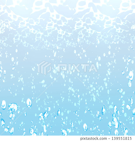 A background image featuring bubbles spreading underwater and a water surface. A cool blue water texture. Includes space for copying. 139551815