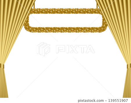 Signboard with molding, curtain, open, 1 gold Signboard with molding, curtain, open, 1 gold 139551907