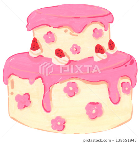 Hand drawn Birthday Cake Illustration 139551943