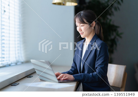 Woman using a laptop Woman using a laptop 139551949