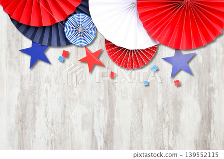 Decorative elements in red white and blue celebrate Labor Day Decorative elements in red white and blue celebrate Labor Day 139552115