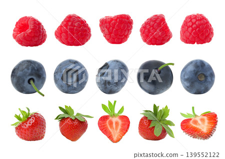 Set, Neatly arranged different fresh berries, PNG Set, Neatly arranged different fresh berries, PNG 139552122