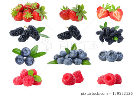 Set, Mixed berries: strawberries, blueberries, blackberries, PNG Set, Mixed berries: strawberries, blueberries, blackberries, PNG 139552126