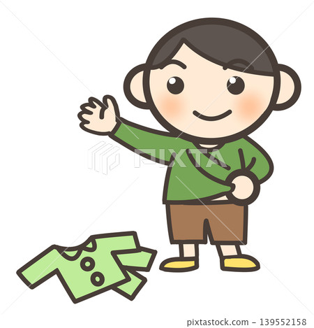 A child changing clothes A child changing clothes 139552158
