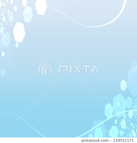 Abstract background material with hexagons and curved lines, futuristic design with blue gradient, includes copy space. Abstract background material with hexagons and curved lines, futuristic design with blue gradient, includes copy space. 139552171