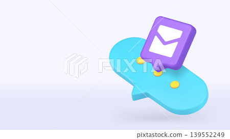 Email Marketing And Online Communication 3d Banner Template Vector Illustration For Web. Email Marketing And Online Communication 3d Banner Template Vector Illustration For Web. 139552249