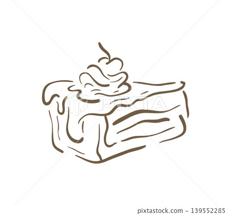 A Delicious Slice Of Birthday Cake With Cherry Vector Illustration Doodle A Delicious Slice Of Birthday Cake With Cherry Vector Illustration Doodle 139552285