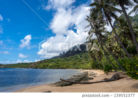 Anaho Bay and beach with palm trees, Nuku Hiva, French Polynesia Anaho Bay and beach with palm trees, Nuku Hiva, French Polynesia 139552377