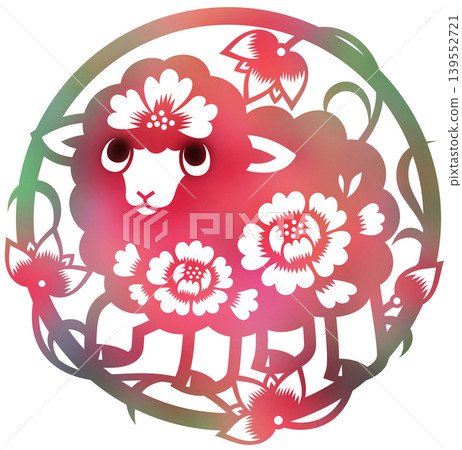Sheep paper cutting, colorful Sheep paper cutting, colorful 139552721