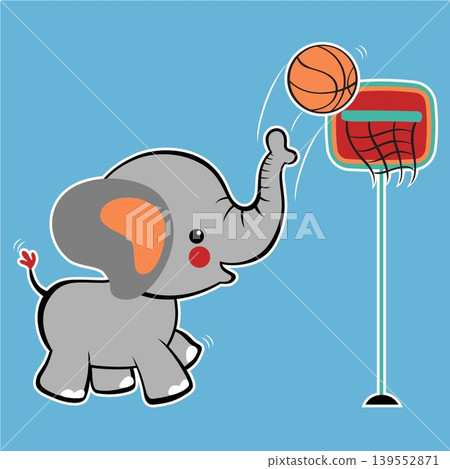 Cute elephant playing basketball, vector cartoon illustration Cute elephant playing basketball, vector cartoon illustration 139552871