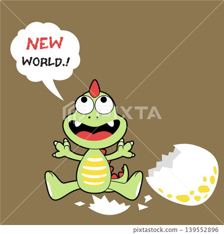Funny baby dinosaur, vector cartoon illustration Funny baby dinosaur, vector cartoon illustration 139552896