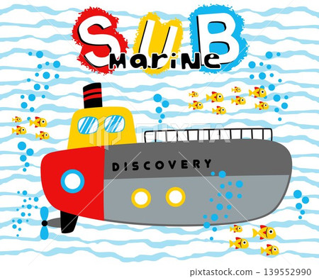 submarine fishes undersea, vector cartoon illustration submarine fishes undersea, vector cartoon illustration 139552990