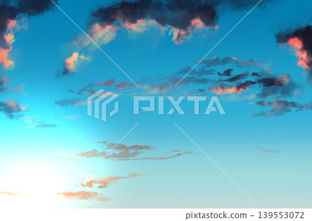 以日落天空和雲彩為背景的圖片，給人以希望之感；清新的漸層天空背景，適用於橫幅設計。 139553072
