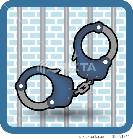 Handcuffs on jail background vector cartoon illustration Handcuffs on jail background vector cartoon illustration 139553745