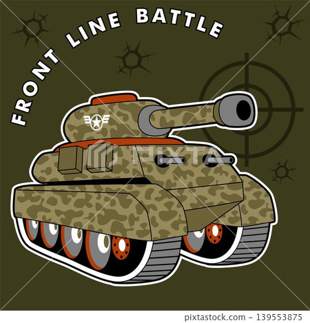armored vehicle with big cannon, vector cartoon illustration armored vehicle with big cannon, vector cartoon illustration 139553875