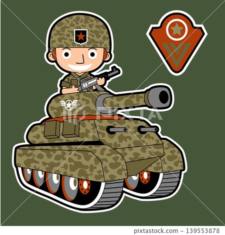 young soldier with rifle on armored vehicle, vector cartoon illustration young soldier with rifle on armored vehicle, vector cartoon illustration 139553878