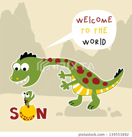Cute dinosaurs with it newborn, vector cartoon illustration Cute dinosaurs with it newborn, vector cartoon illustration 139553892