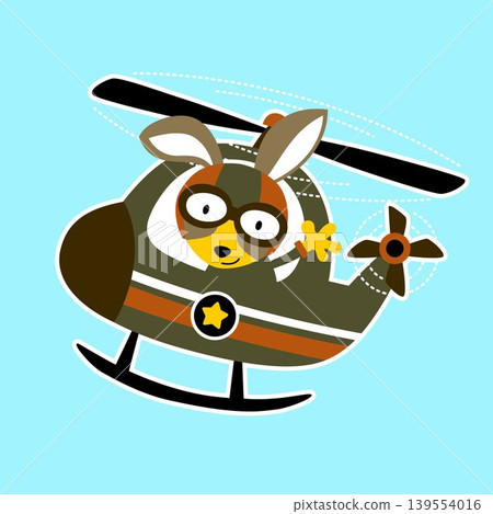 vector cartoon of cute fox on military helicopter vector cartoon of cute fox on military helicopter 139554016