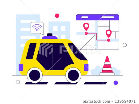 Autonomous Public Transit Vector Illustration Featuring Smart City Shuttle, Self Driving Bus, Modern Urban Transportation Technology Design Autonomous Public Transit Vector Illustration Featuring Smart City Shuttle, Self Driving Bus, Modern Urban Transportation Technology Design 139554071