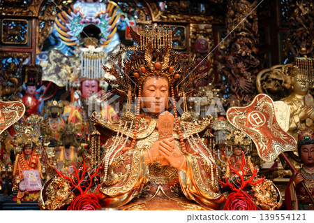 Mazu Goddess Statue Close-Up Nanfang-ao Jing-an Temple Taiwan Mazu Goddess Statue Close-Up Nanfang-ao Jing-an Temple Taiwan 139554121