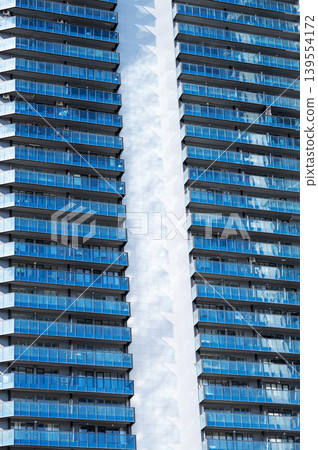 An abstract image of the facade of a modern residential building An abstract image of the facade of a modern residential building 139554172
