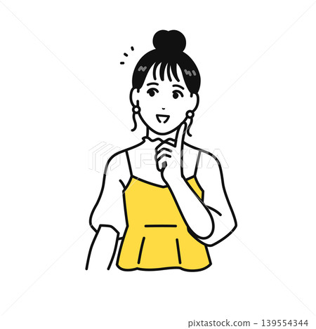 一位年輕女子頭髮紮了起來,面帶微笑,看起來既高興又如釋重負。 一位年輕女子頭髮紮了起來,面帶微笑,看起來既高興又如釋重負。 139554344