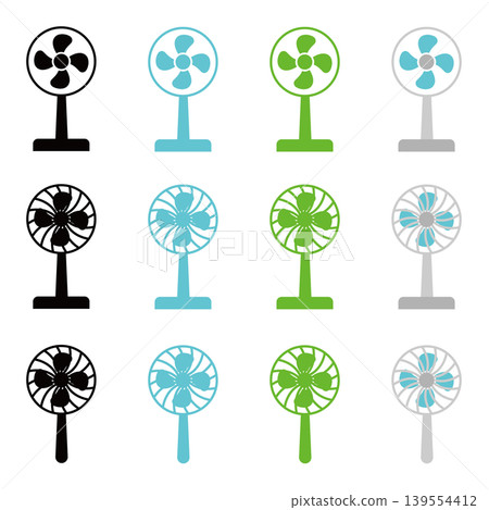 Simple fan icon set Simple fan icon set 139554412