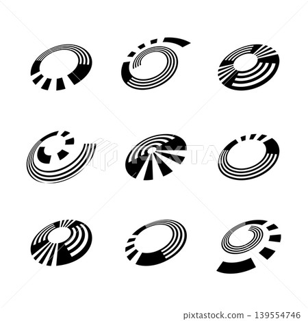 Set of Dynamic Spiral and Round Design Elements. Set of Dynamic Spiral and Round Design Elements. 139554746