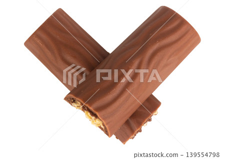Long chocolate bar isolated on white background 139554798