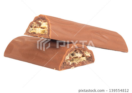 Long chocolate bar isolated on white background 139554812