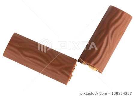 Long chocolate bar isolated on white background 139554837