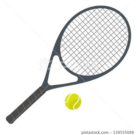 A simple illustration of a tennis racket and ball. A simple illustration of a tennis racket and ball. 139555089
