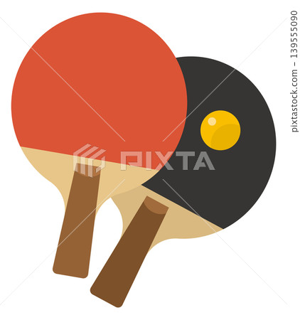 A simple illustration of a table tennis racket and ball. 139555090
