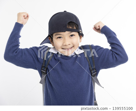 Excited Little boy wearing baseball cap isolated on white Excited Little boy wearing baseball cap isolated on white 139555100