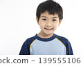 Closeup Happy Little boy face isolated on white 139555106