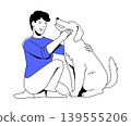 Man with His Dog - Colorful Flat Design Illustration 139555206