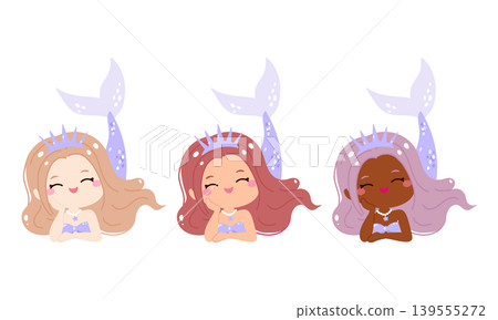 Cute purple mermaid princess character 139555272