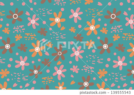 Floral  retro seamless pattern, vector 139555543