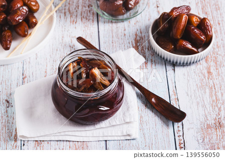Sweet caramel made from fresh dates on the table Sweet caramel made from fresh dates on the table 139556050