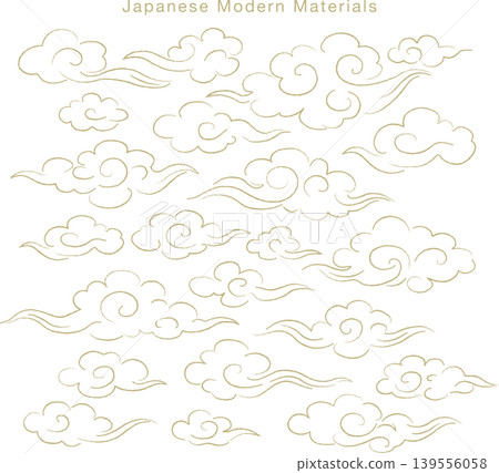 筆觸風格的流動雲朵 筆觸風格的流動雲朵 139556058