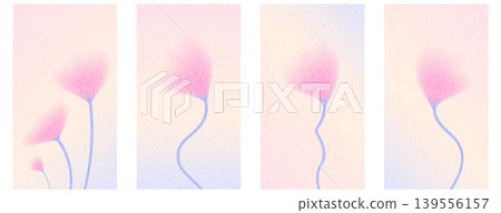 Grain pastel gentle flower set in soft pink gradient for social media post. Grainy pastel tulip bloom in vertical format story with diffused shadow. Floral vector template with ethereal blue pink tone Grain pastel gentle flower set in soft pink gradient for social media post. Grainy pastel tulip bloom in vertical format story with diffused shadow. Floral vector template with ethereal blue pink tone 139556157