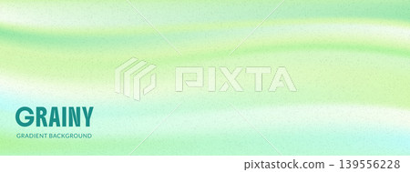 Gradation grainy and green mint and yellow gradient for blue spring bg. Gentle wavy grainy backdrop in soft pastel blend. Vector smooth nature wallpaper with creative fresh cool color 139556228