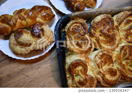 premium food photography of fresh bakery products on marble table, soft daylight, clean background, minimal premium food photography of fresh bakery products on marble table, soft daylight, clean background, minimal 139556347